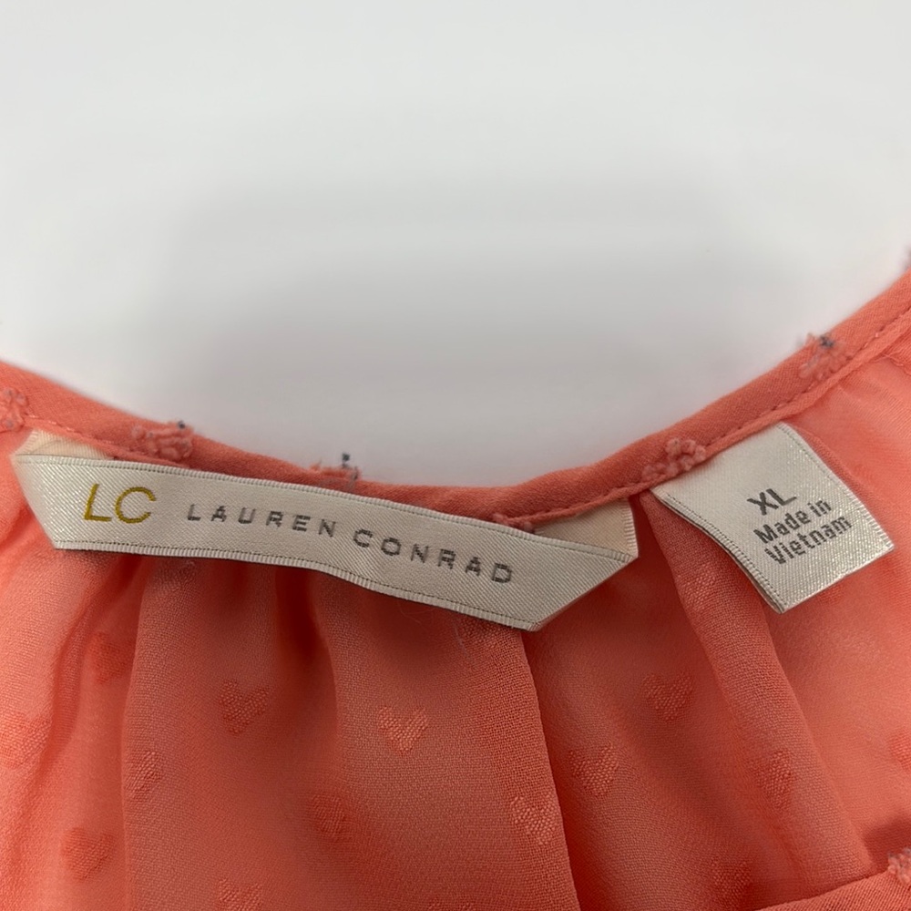 LC Lauren Conrad Pink Ruffled 3/4 Sleeve Blouse - Picture 2 of 3